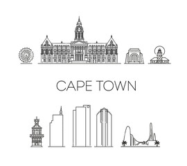 Cape Town, architecture line skyline illustration