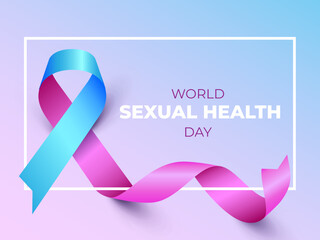 World sexual health day design background with cloud and ribbon vector