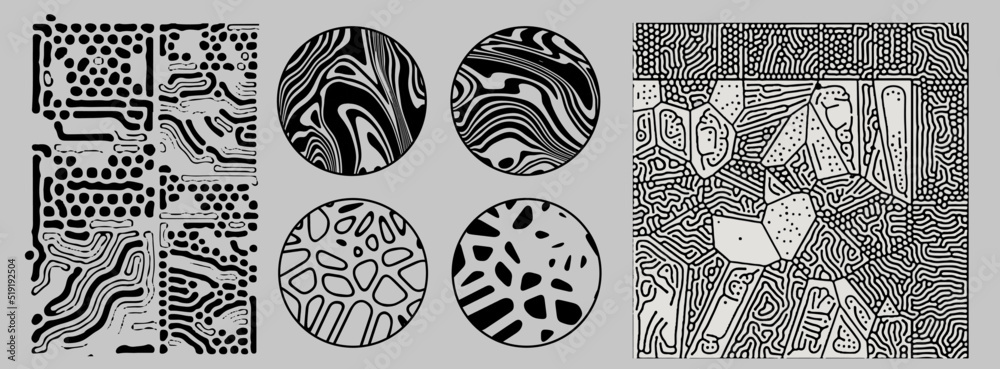 Poster Abstract geometric illustration with organic shapes and liquid blobs. 