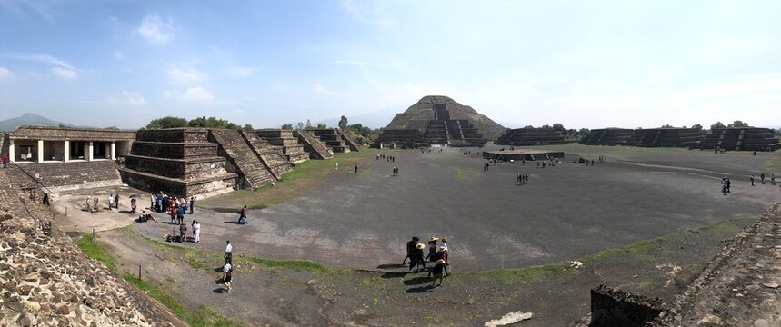 Extra Wide Panorama of Temple of the Moon Plaza, Teotihuacan