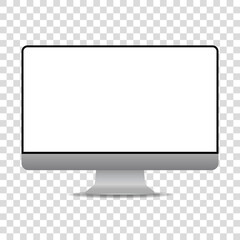 Realistic computer monitor isolated on transparent background. Vector mockup