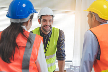  engineer and contractor planning to install solar panel in the meeting.