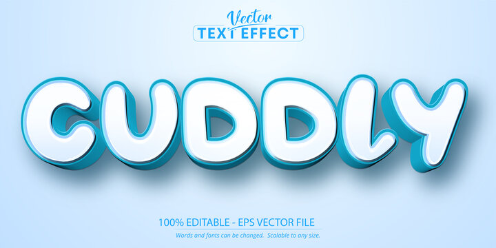 Cuddly text effect, editable blue color cartoon text style Stock Vector |  Adobe Stock