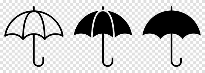 Set of umbrella icons. Vector illustration isolated on transparent background - obrazy, fototapety, plakaty
