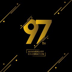 97 year anniversary celebrations logo design concept. vector template illustration - obrazy, fototapety, plakaty