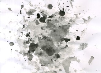 Hand made black and white ink splatter abstract texture wallpaper background overlay