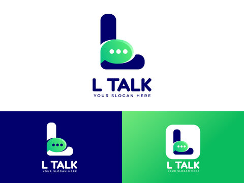 Letter L logo design with chat talk element