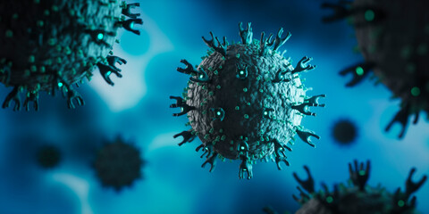 Coronavirus mutation - omicron variant B.1.1.529 and Ba.2 - 3D Illustration - obrazy, fototapety, plakaty