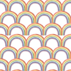 Rainbow watercolor seamless pattern illustration for kids