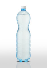 Fototapeta premium plastic bottle in drops with mineral water