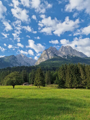 Fototapeta na wymiar Zugspitze approach hike mountains in Bayern