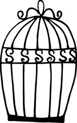 Bird's cage illustration. Hand-drawn doodles illustration.
Line art.