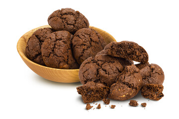 chocolate cookies isolated on white background with full depth of field
