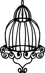 Bird's cage illustration. Hand-drawn doodles illustration.
Line art.