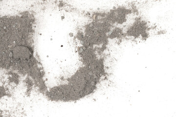 Contents vacuum cleaner garbage, trash, dust, animal hair isolated white background. close-up