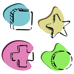 Set of doodle icons. Elements for design, shapes. Hand-drawn. Vector illustration isolated on white background.