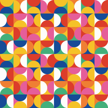 Fototapeta Abstract vector pattern design. Seamless pattern with colorful simple shapes. Geometric shape modern stylish texture.