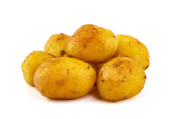 Baked potatoes, isolated on white background.