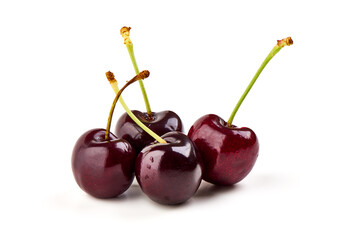 Sweet cherry, isolated on white background. full depth of field.