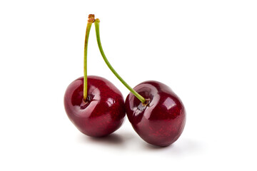 Sweet cherry, isolated on white background. full depth of field.