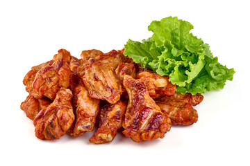 Grilled BBQ Chicken Legs, isolated on white background.