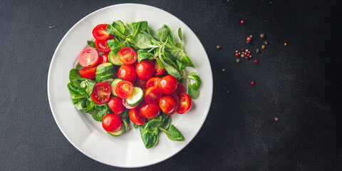 salad cherry tomatoes fresh dish healthy meal food snack diet on the table copy space food background rustic top view keto or paleo diet veggie vegan or vegetarian food