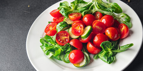 salad cherry tomatoes fresh dish healthy meal food snack diet on the table copy space food background rustic top view keto or paleo diet veggie vegan or vegetarian food
