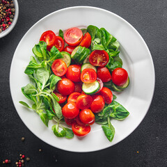 salad cherry tomatoes fresh dish healthy meal food snack diet on the table copy space food background rustic top view keto or paleo diet veggie vegan or vegetarian food
