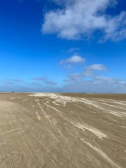 Empty sandy  beach on the north sea, windy weather