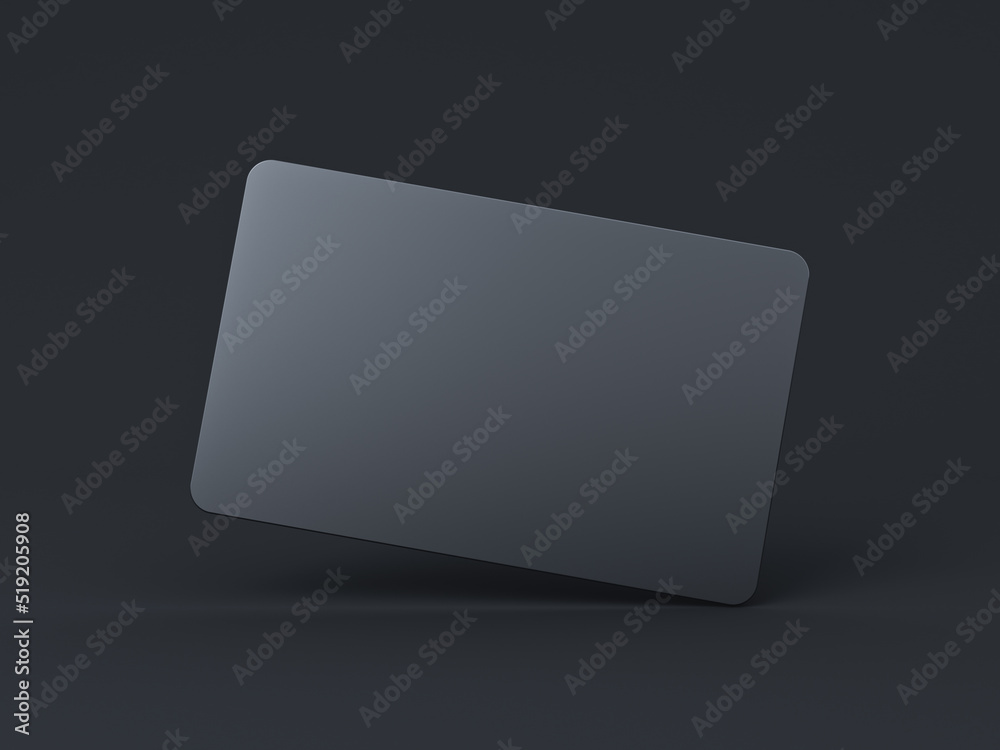 Poster Blank black card isolated on black background with shadow minimal conceptual 3D rendering