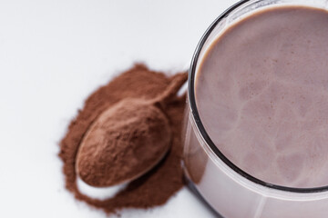 chocolate cocoa milk powder on a white background