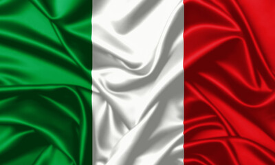Obraz premium Italy waving flag close up silk satin texture image