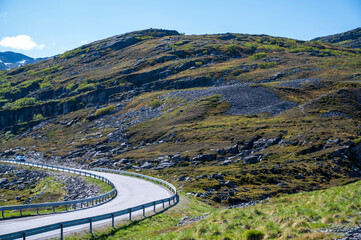 Narrow road in stone hills