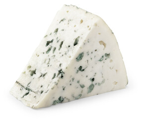 cut of blue cheese isolated on white background. macro. clipping path