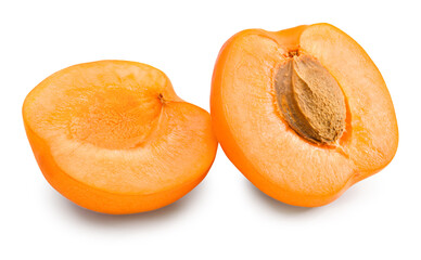 apricot fruits with slices isolated on white background. clipping path