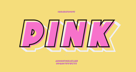 Vector pink font 3d bold style modern typography for infographics, motion graphics, video, promotion, decoration, logotype, poster, t shirt, book, animation, banner, game, printing. 10 eps