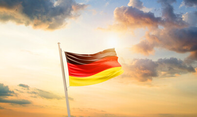 Germany national flag cloth fabric waving on the sky - Image