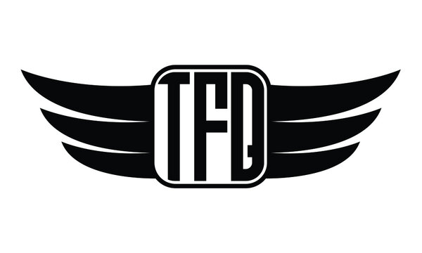 TFQ three Letter wing minimalist creative concept icon eagle symbol professional black and white logo design, Vector template