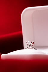 Diamond Wedding Ring Red Fabric