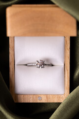 Diamond Wedding Ring Green Fabric