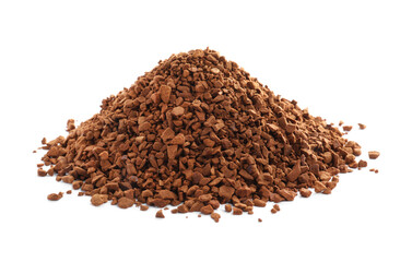 Heap of aromatic instant coffee isolated on white