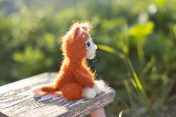Knitted toy kitten