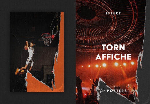 Torn Street Billboard Poster Photo Effect Mockup