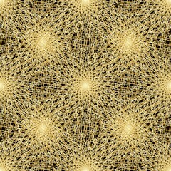 Gold luxury lines seamless pattern on the black background. Vector illustration.