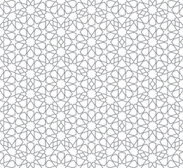 Seamless arabic geometric ornament in black color.