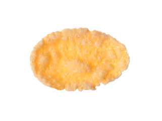 One tasty crispy corn flake isolated on white