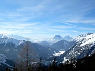 Winter hiking tour to Pleisenspitze mountain, Tyrol, Austria