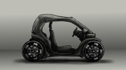 Fototapeta Concept car, sketch - digital painting  obraz
