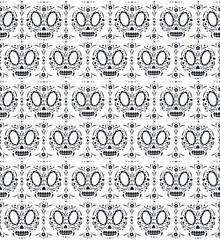 Vector dia de los muartes holiday skulls pattern cartoon style for Day of the dead, Halloween, Dia de los Muertos party, traditional mexican wallpaper. Illustration 10 eps