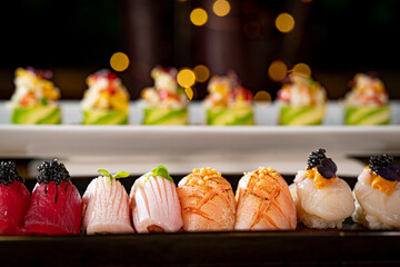 Assorted Sushi Rolls and Nigiri.